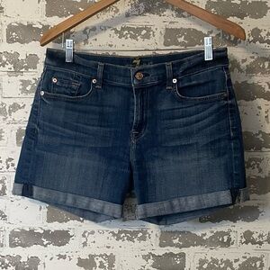 7 For All Mankind Cuffed Denim Shorts Size 28 Medium Wash Stretch